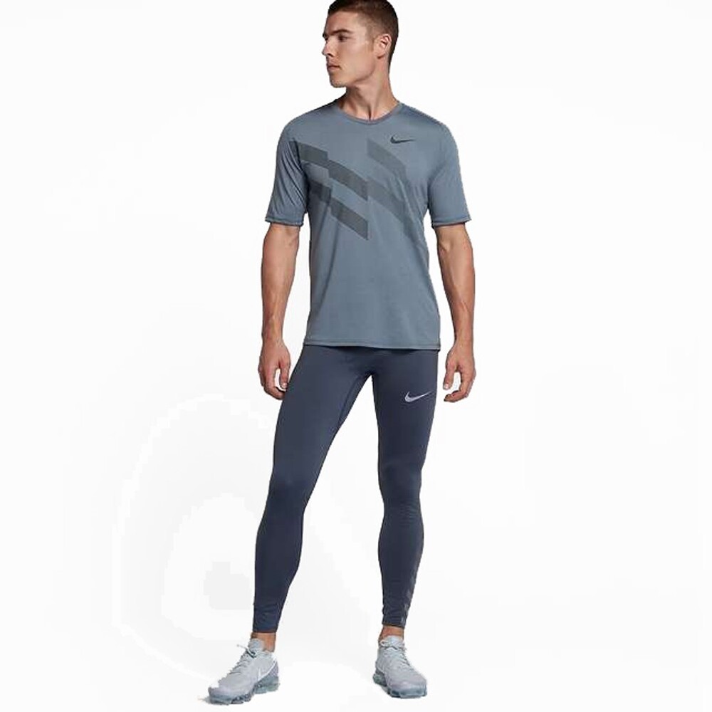 Nike Men's Power Tech Dri-Fit Reflective Training Tights College Navy Large